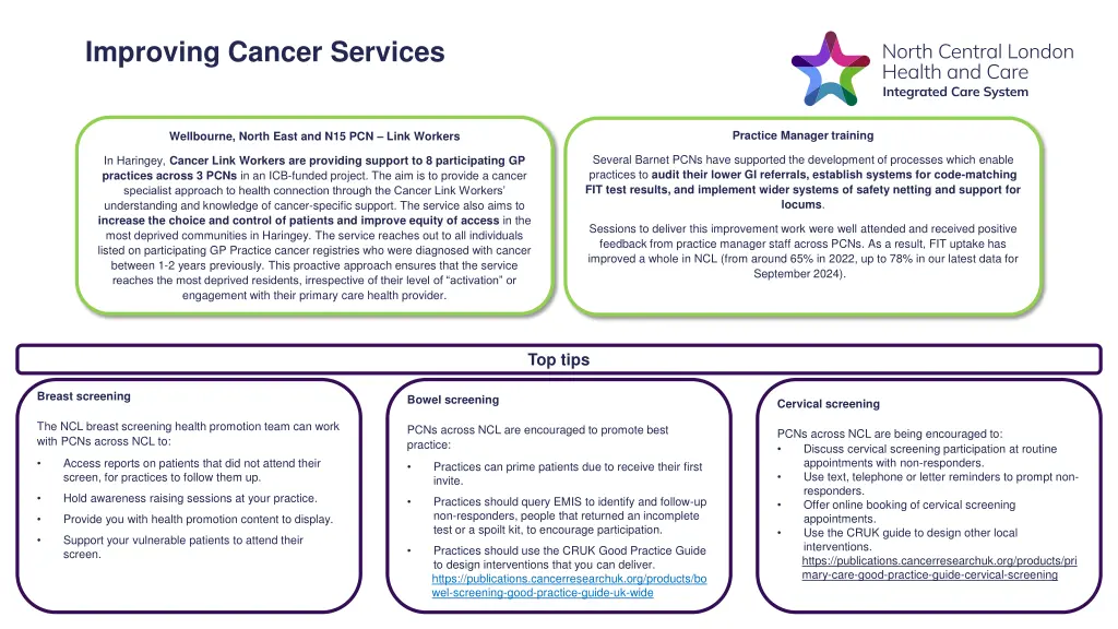 improving cancer services