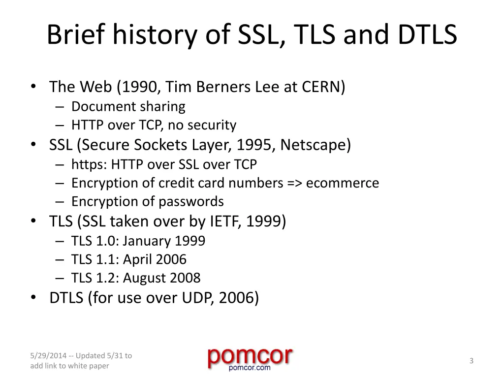 brief history of ssl tls and dtls