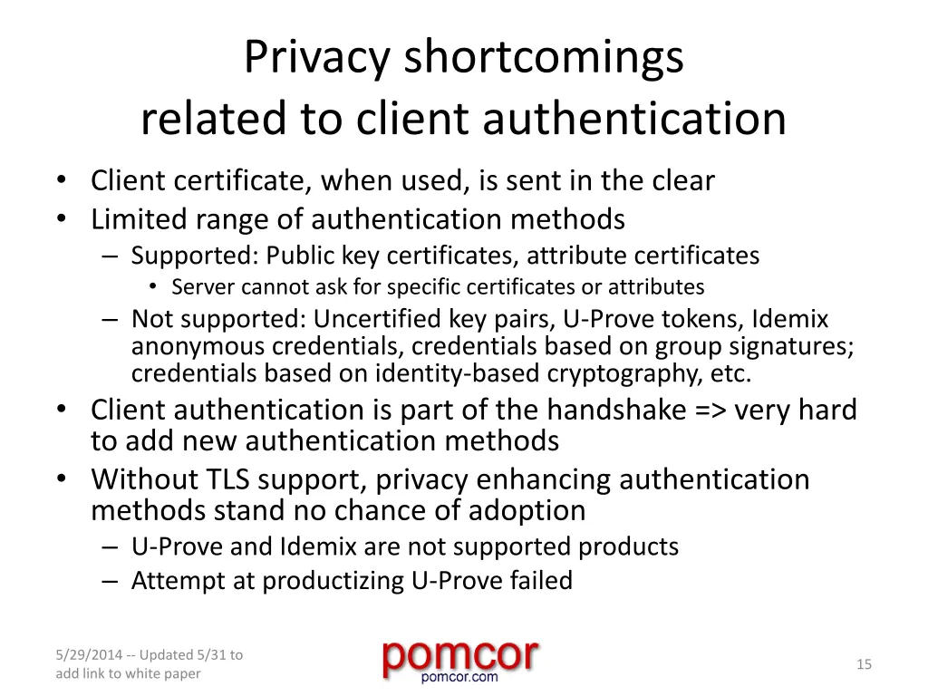 privacy shortcomings related to client