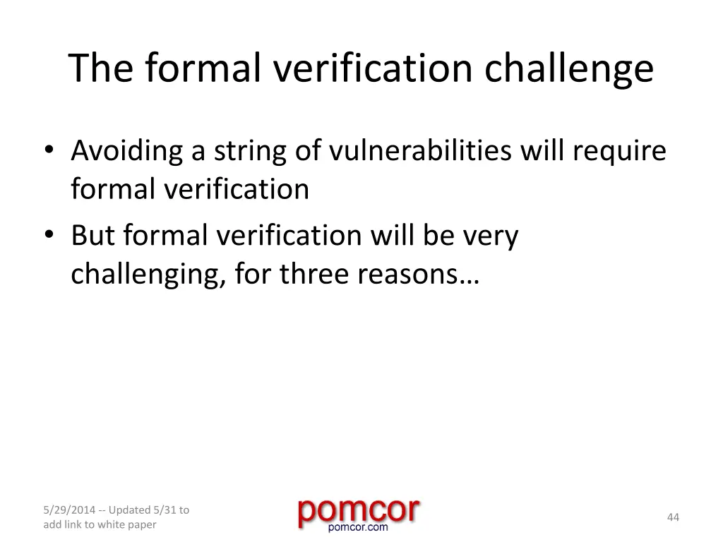 the formal verification challenge