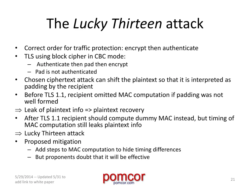 the lucky thirteen attack