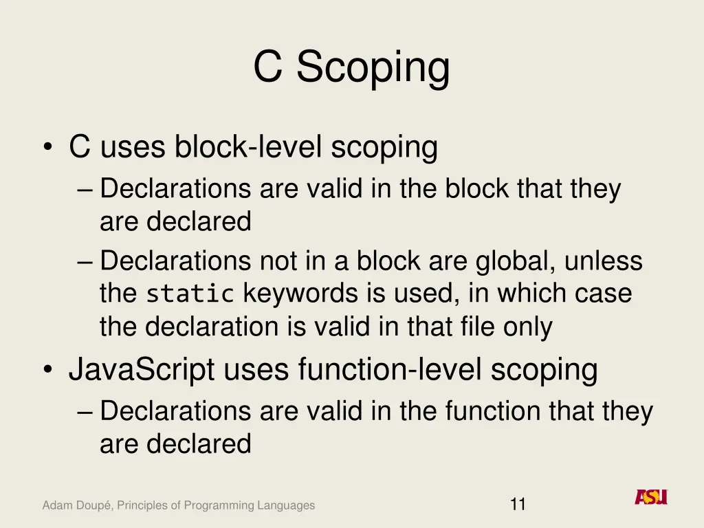 c scoping