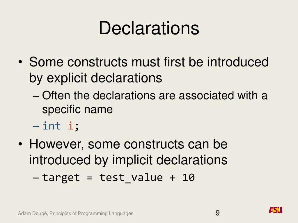 declarations