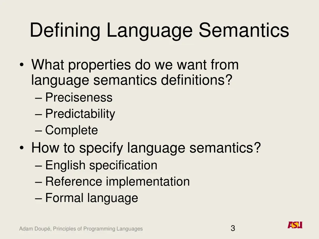 defining language semantics