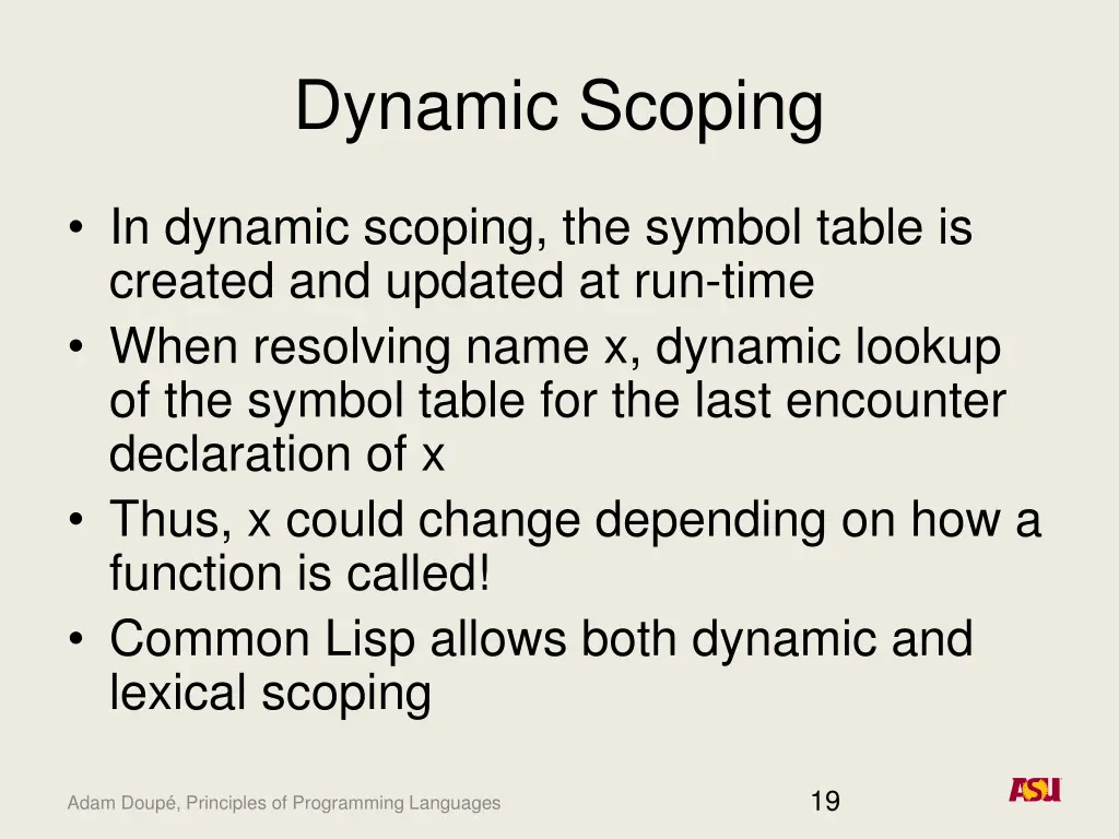 dynamic scoping