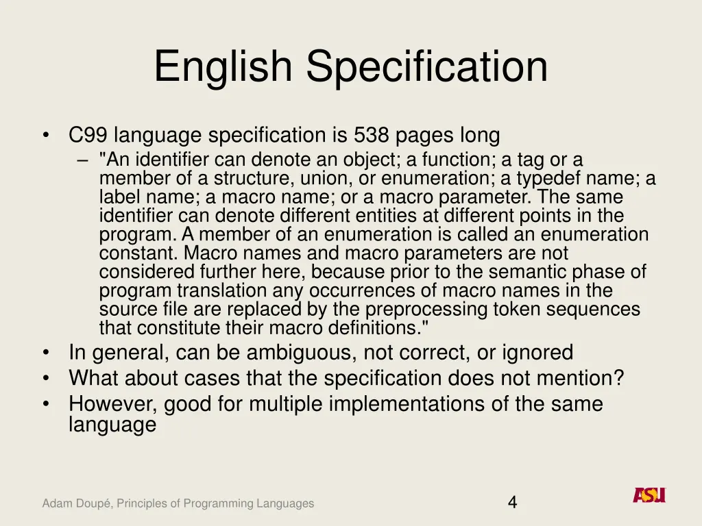english specification