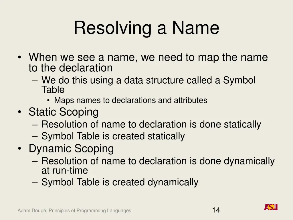resolving a name