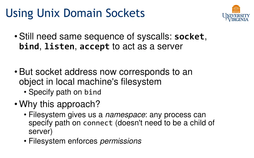 using unix domain sockets