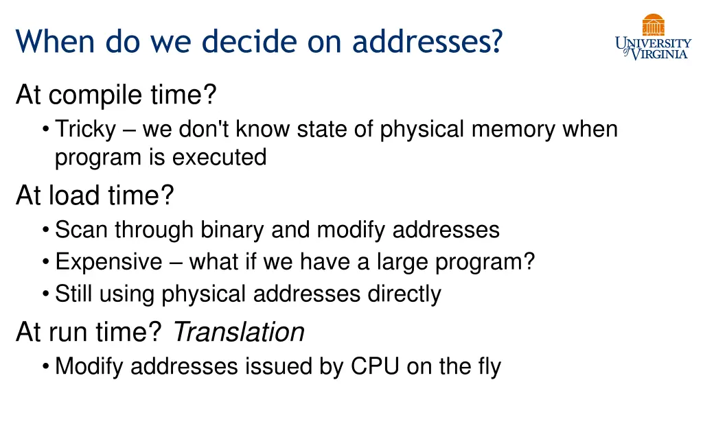 when do we decide on addresses