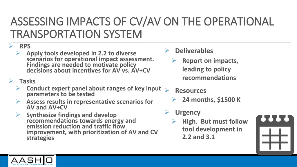 assessing impacts of cv av on the operational