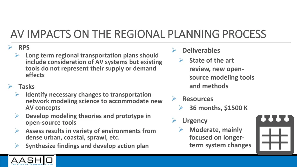 av impacts on the regional planning process