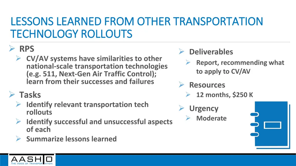lessons learned from other transportation lessons