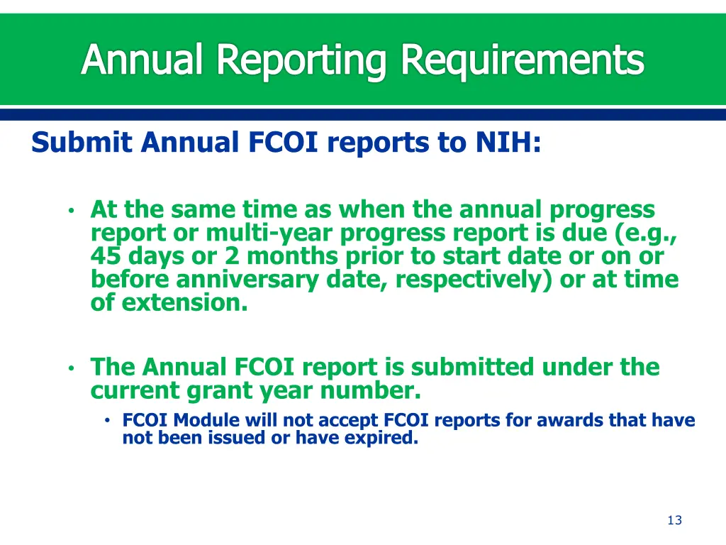 annual reporting requirements