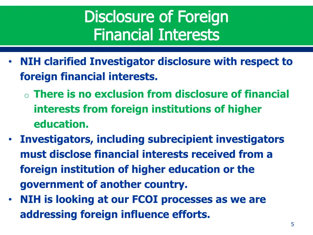 disclosure of foreign financial interests