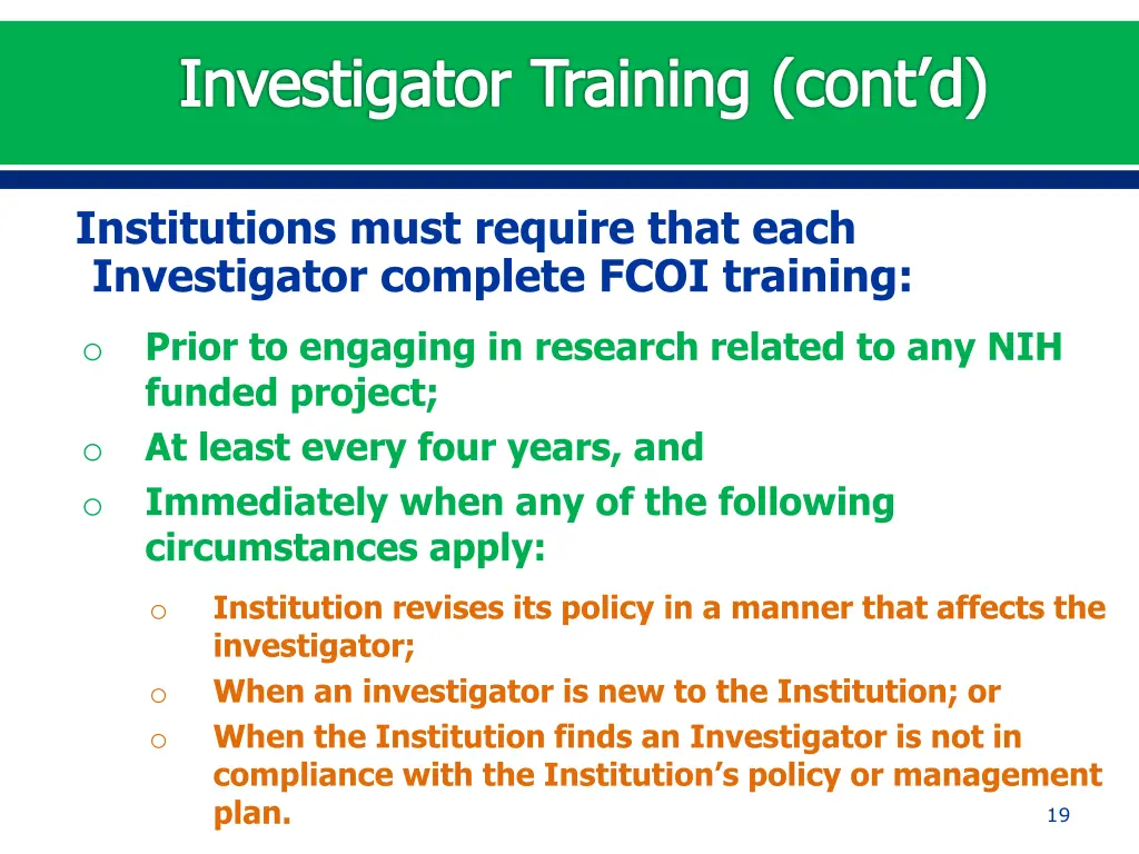 investigator training cont d