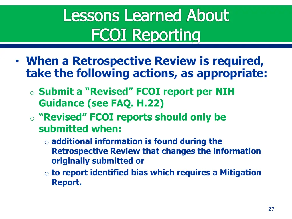 lessons learned about fcoi reporting 1