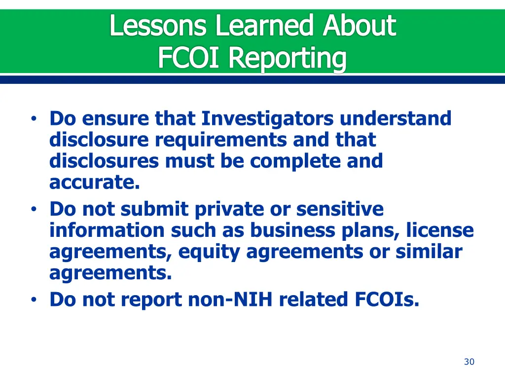 lessons learned about fcoi reporting 4