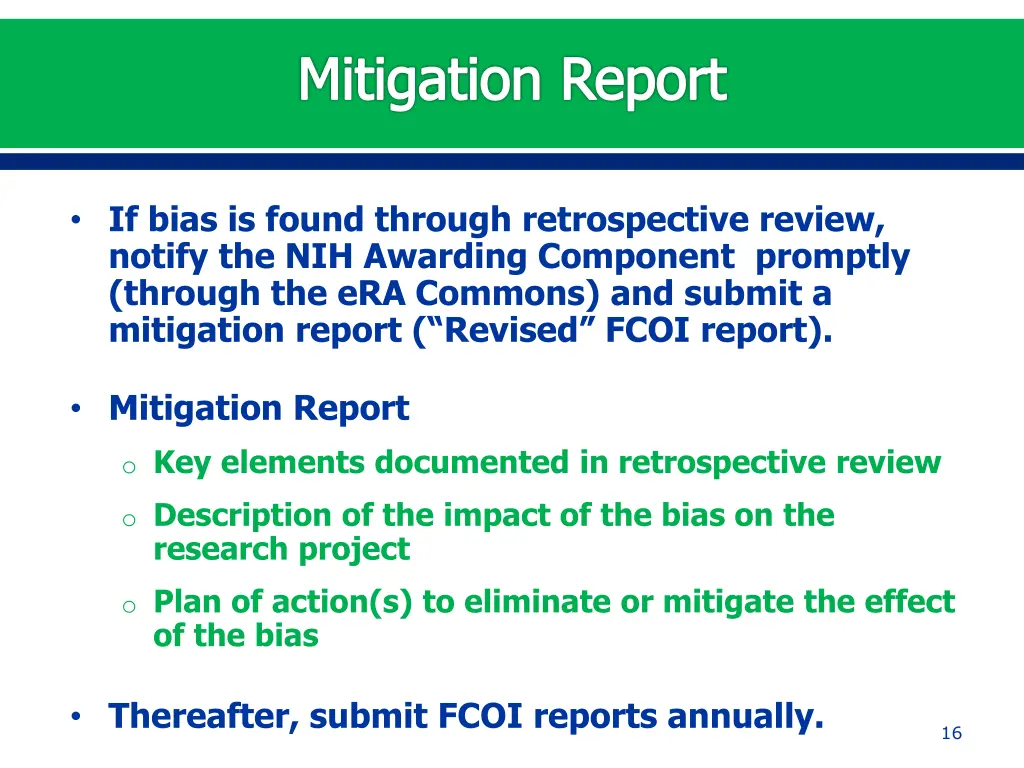 mitigation report