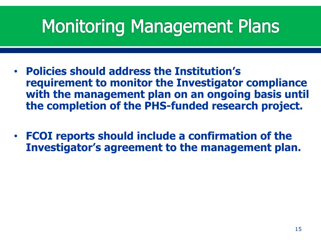monitoring management plans