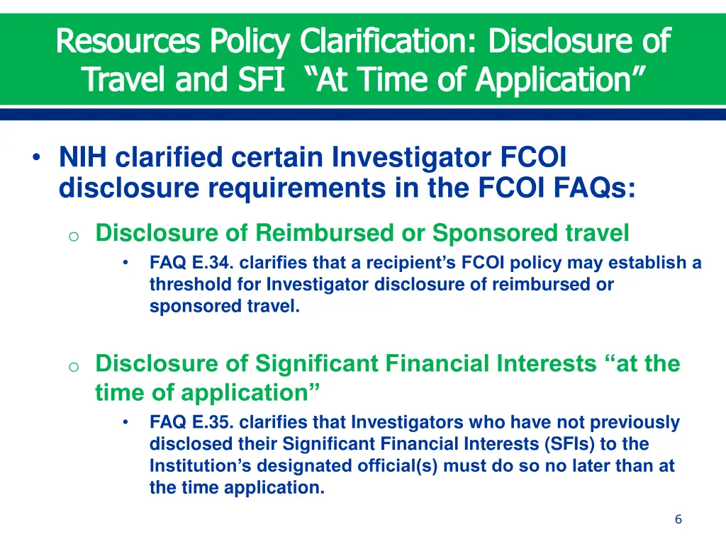 resources policy clarification disclosure