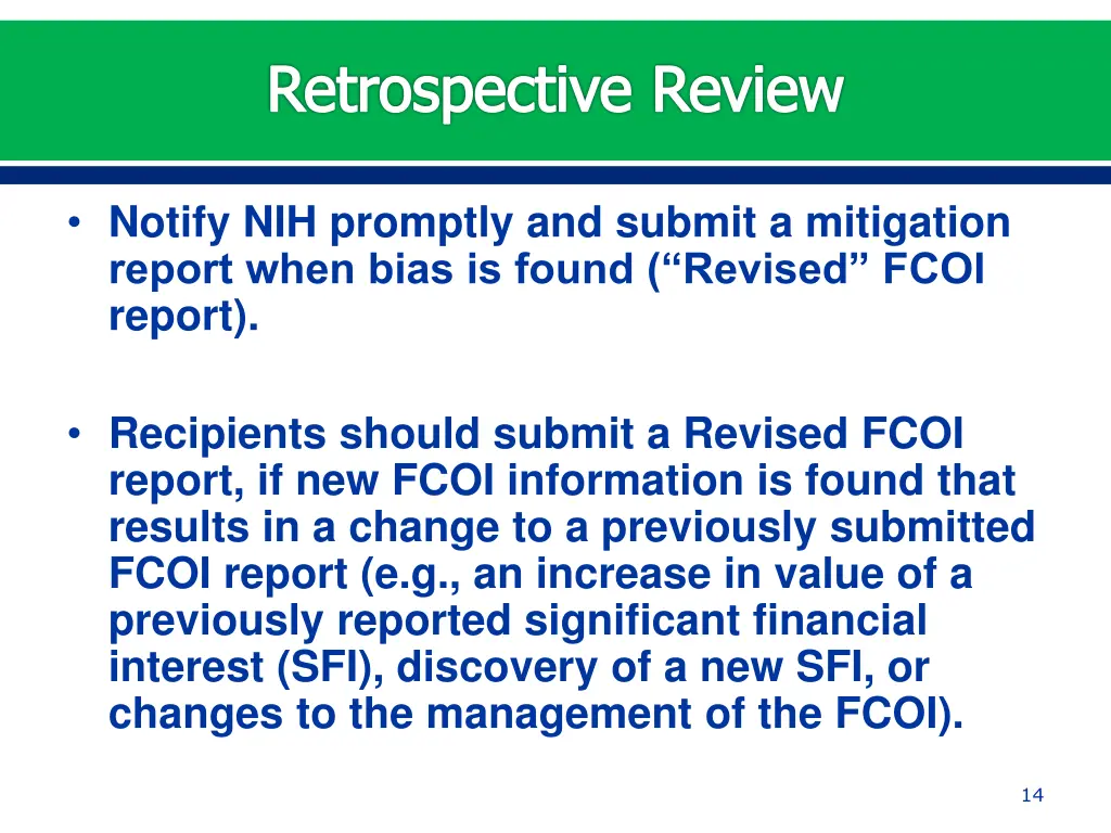 retrospective review 1