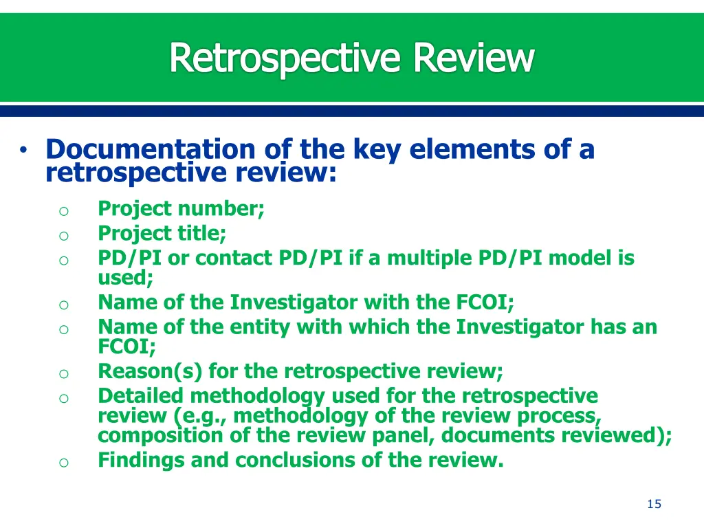 retrospective review 2