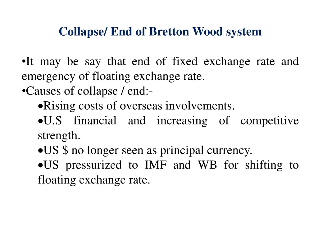 collapse end of bretton wood system