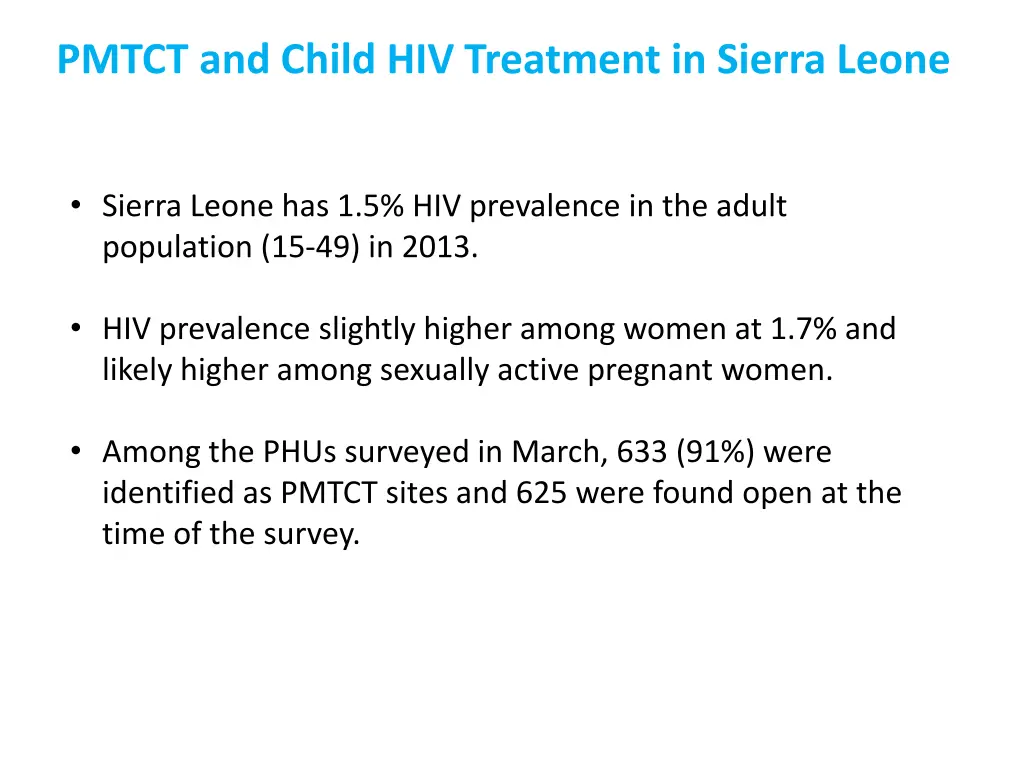 pmtct and child hiv treatment in sierra leone