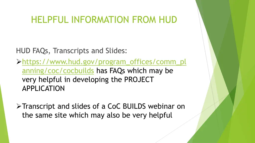 helpful information from hud