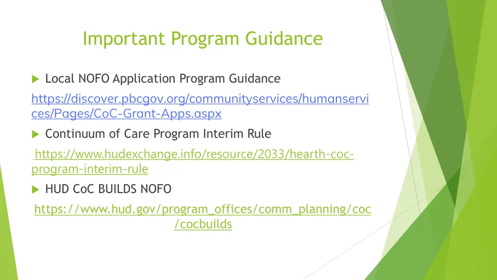 important program guidance