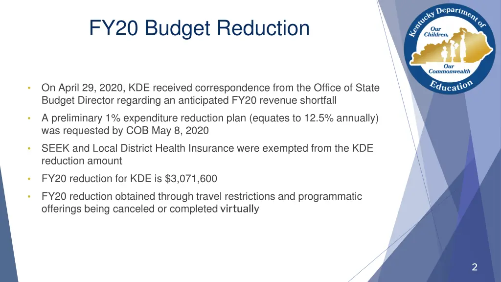 fy20 budget reduction