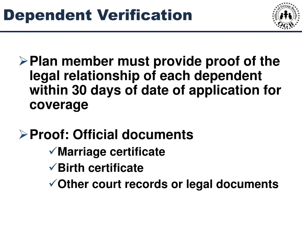 dependent verification