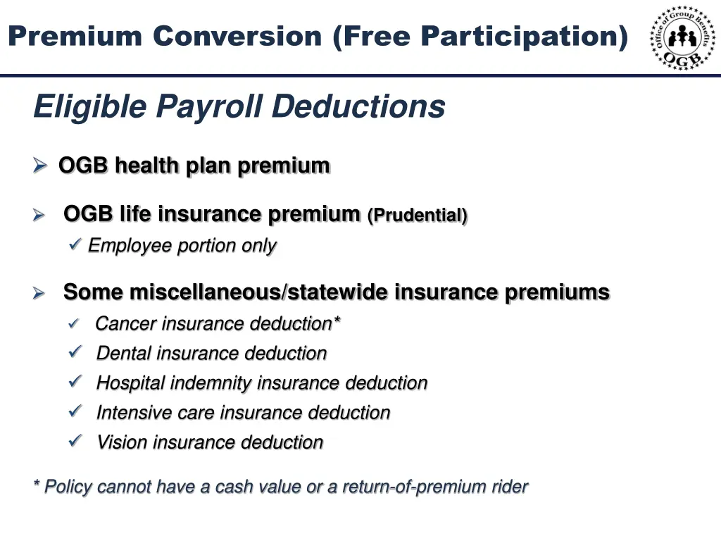 premium conversion free participation