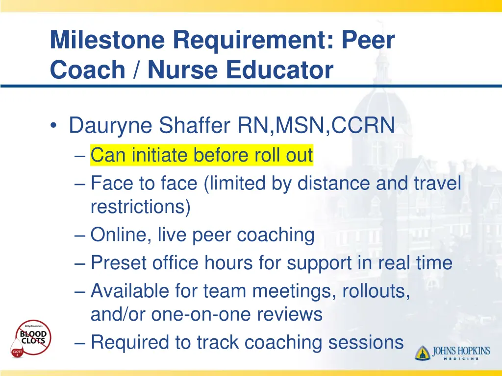 milestone requirement peer coach nurse educator