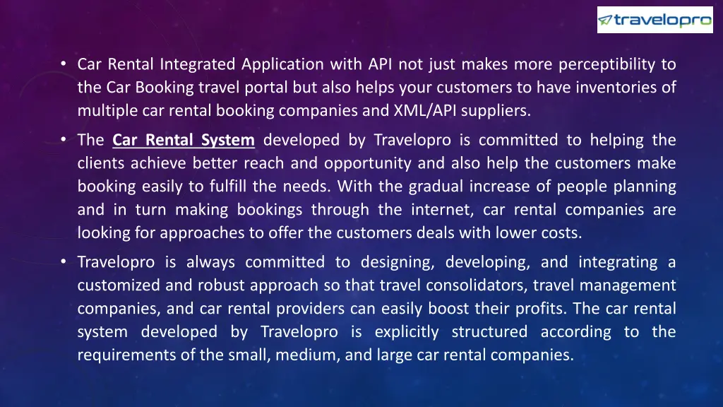car rental integrated application with