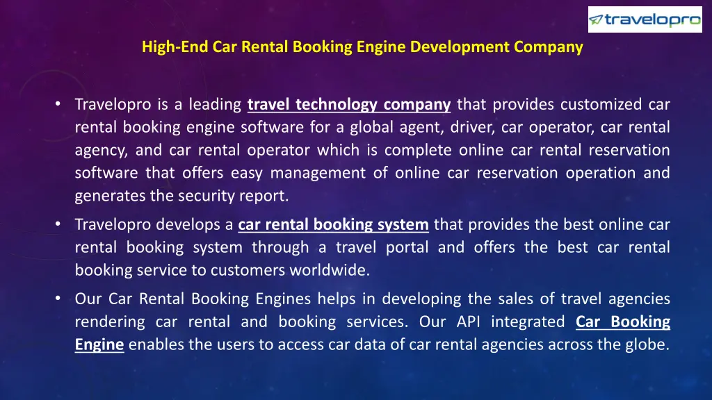 high end car rental booking engine development