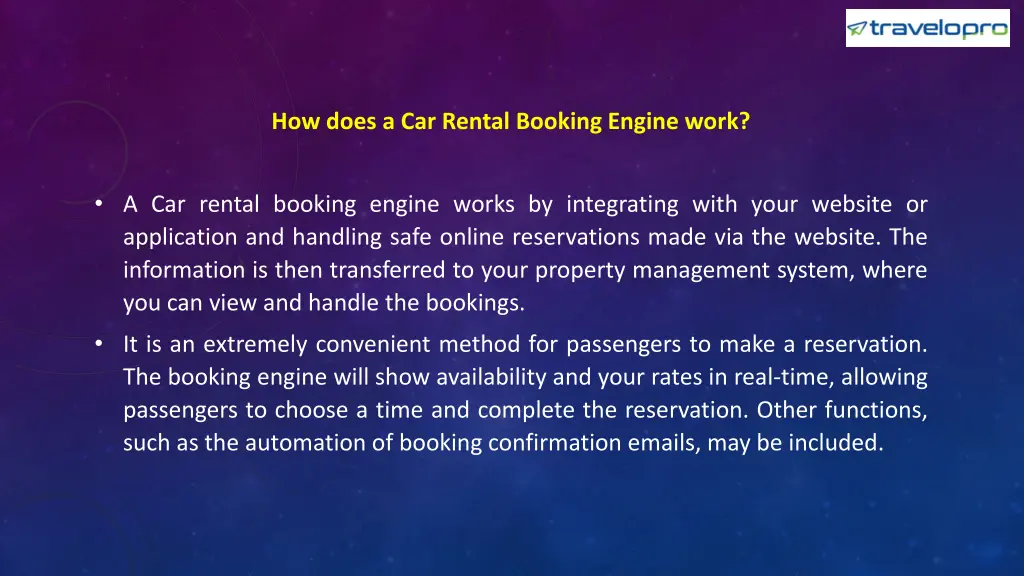 how does a car rental booking engine work