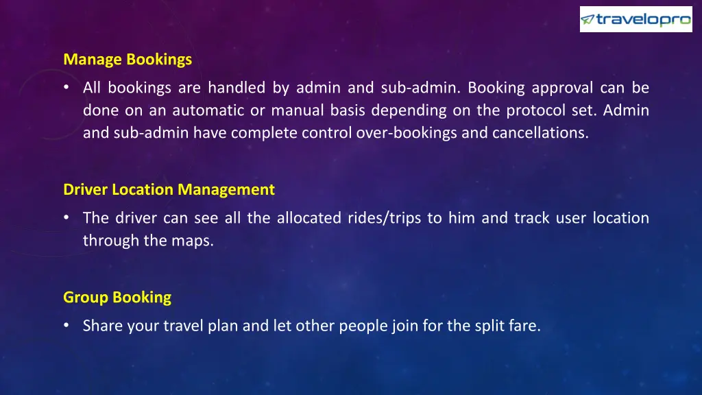 manage bookings all bookings are handled by admin