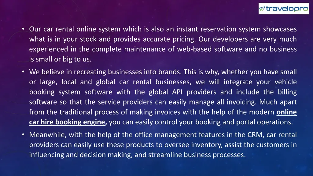 our car rental online system which is also