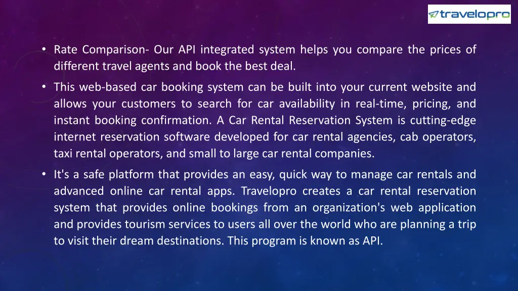rate comparison our api integrated system helps