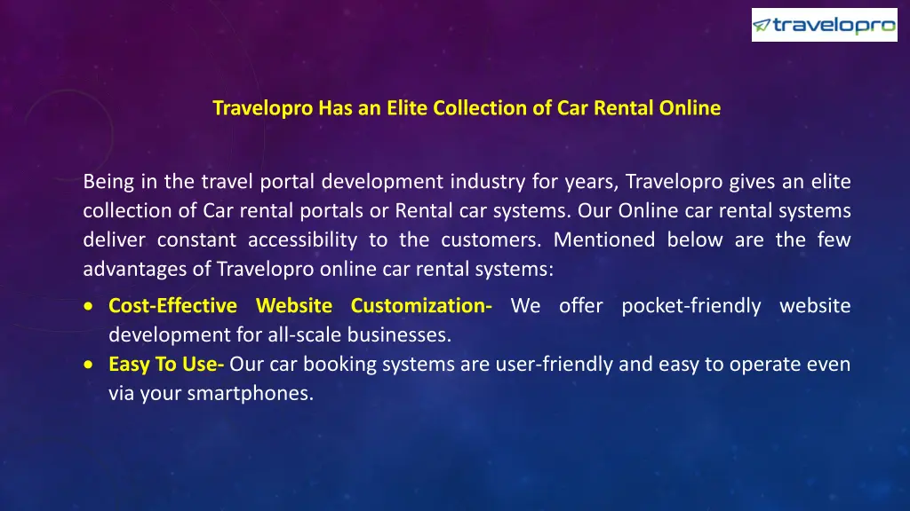 travelopro has an elite collection of car rental