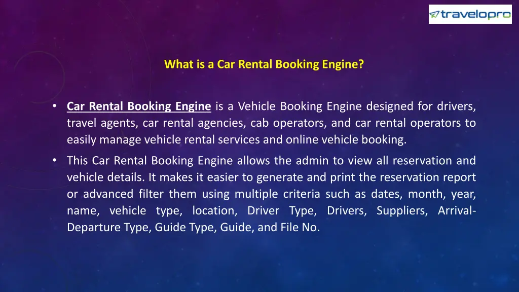 what is a car rental booking engine