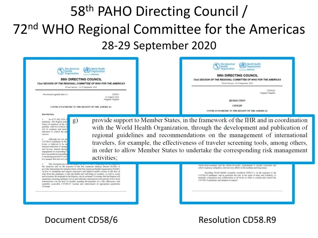 58 th paho directing council 72 nd who regional