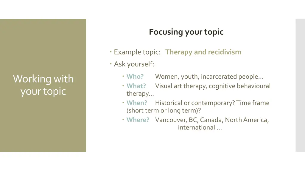 focusing your topic