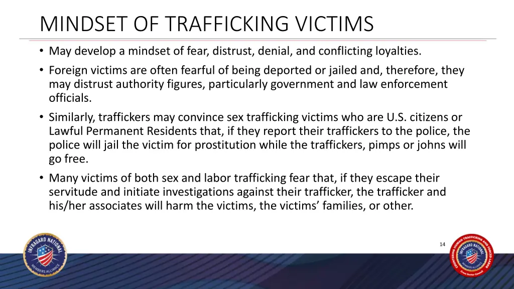 mindset of trafficking victims may develop