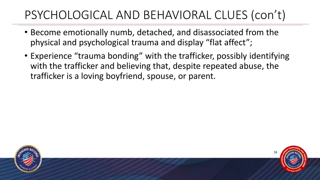 psychological and behavioral clues con t become