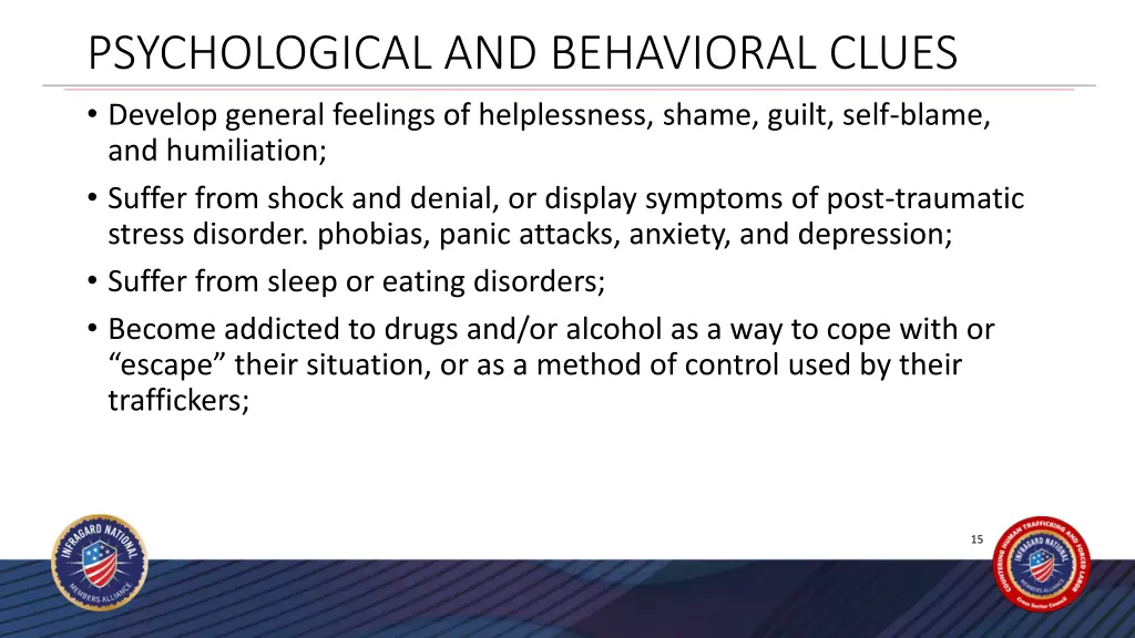 psychological and behavioral clues develop