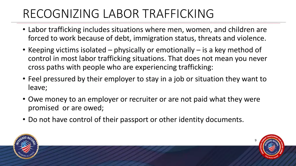 recognizing labor trafficking labor trafficking