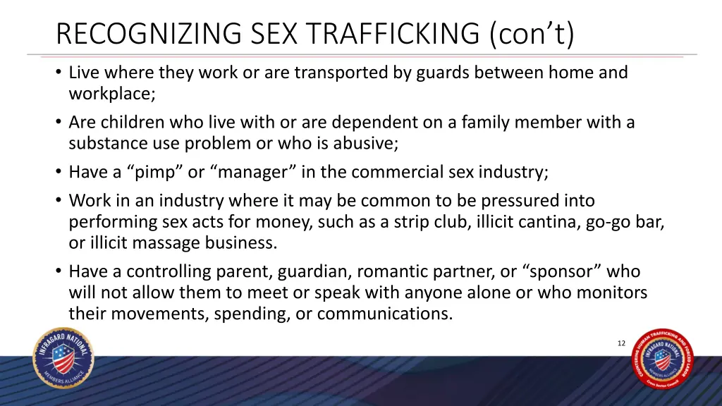 recognizing sex trafficking con t live where they