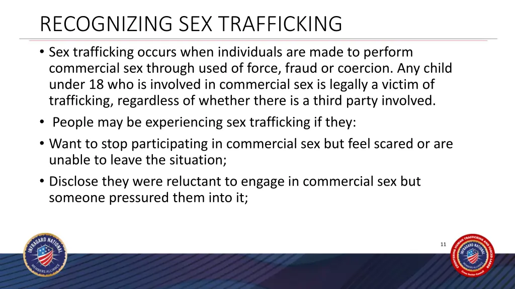 recognizing sex trafficking sex trafficking